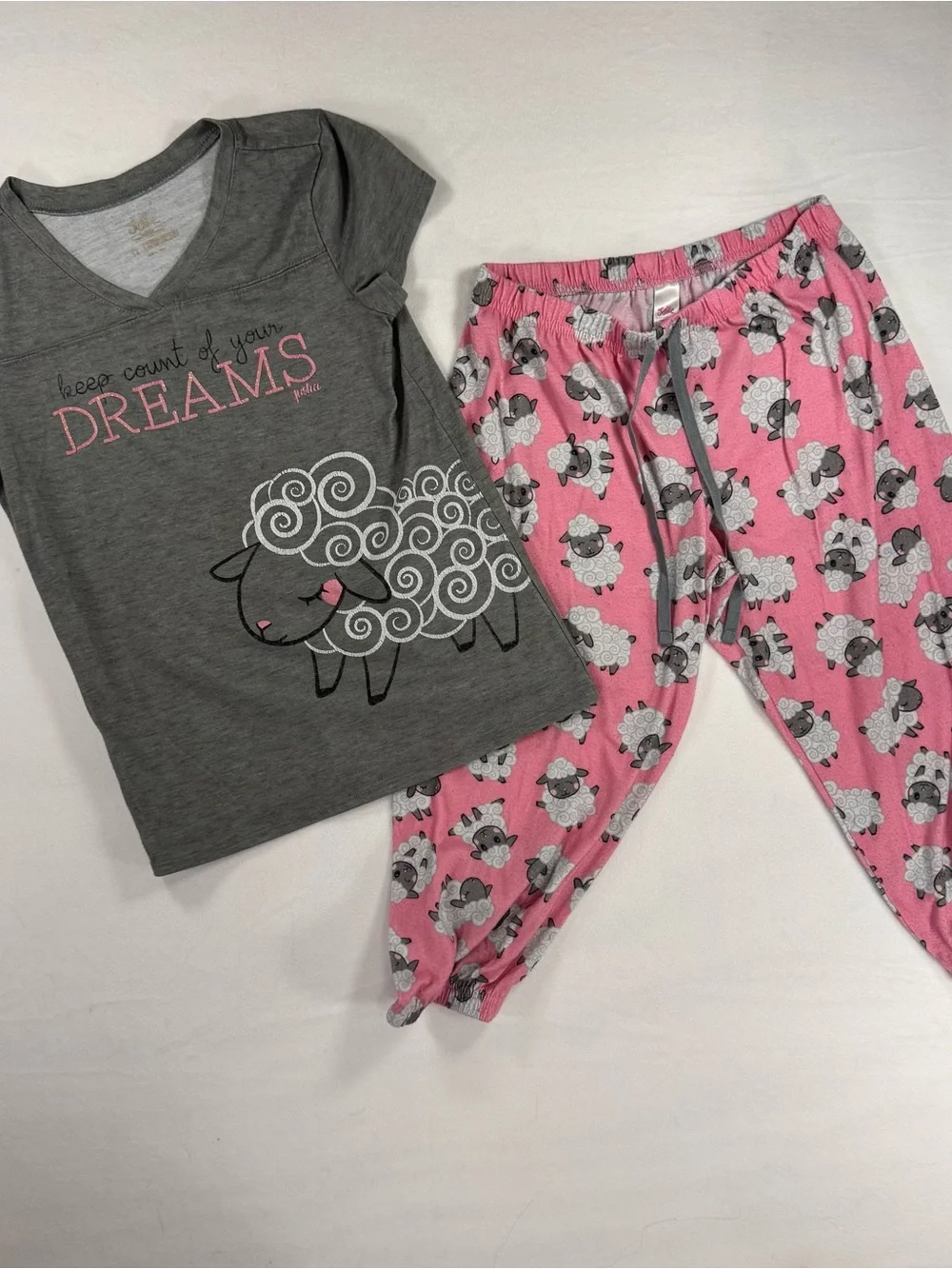 Justice Gray and Pink Sheep Pajama Set size 12